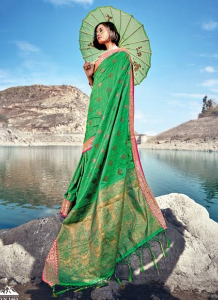 Green Colour SANGAM RATNAPURAM SILK Banarasi Silk Festive Wear Designer Saree Collection 1463